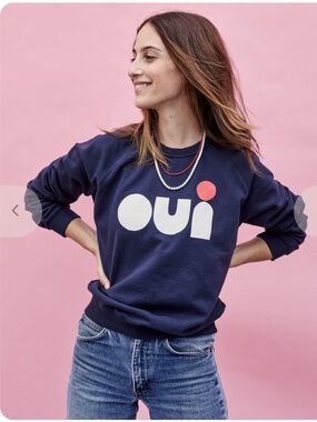 Clare V. Oui Sweatshirt Navy Size Small